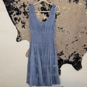 Mlle Gabrielle Light Blue Button-Front Midi Dress